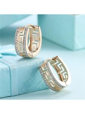 14K Gold Plated Cubic Zirconia Hoop Earrings